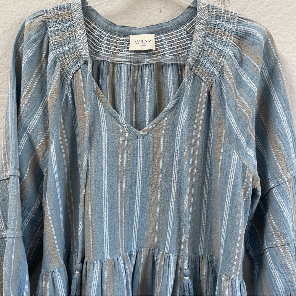 Wrap London Chambray Striped Dress Size US 8 - Picture 4 of 5